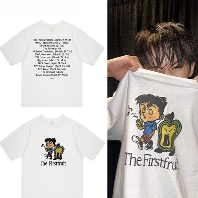 NCT 127 MARK Album "The Firstfruit" Cotton T-shirt Unisex ผ้าฝ้าย 100% สำหรับแฟนคลับ คอนเสิร์ต