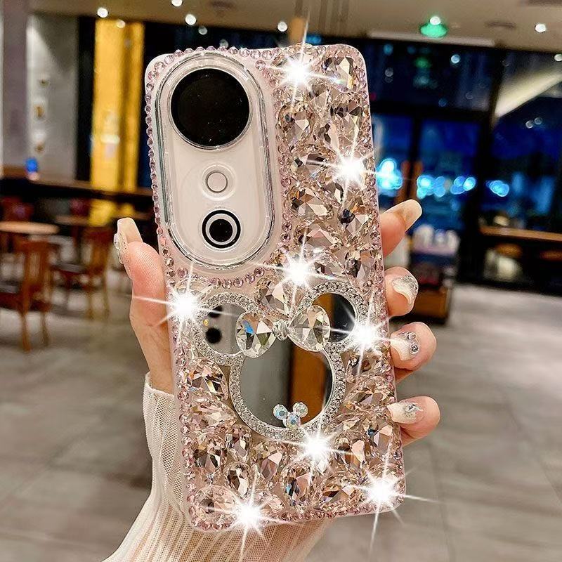 เคสโทรศัพท์สําหรับ Realme 15 14X 14T 14 13 12X 12 11X 11 10 9 9i 8 8i Pro Plus 4G 5GกระจกRhinestonesนุ่มกันกระแทกปกหลัง