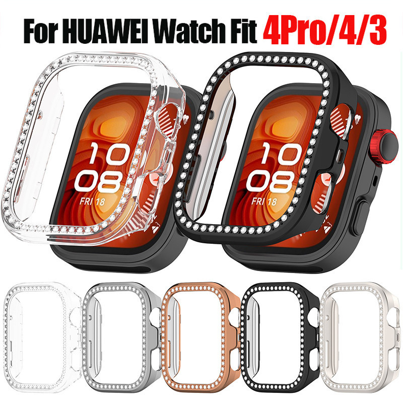 Diamond Hollow กรอบสําหรับ HUAWEI Watch Fit 4 Pro Bling กรณี Hard PC กันชนสําหรับ HUAWEI Fit 4