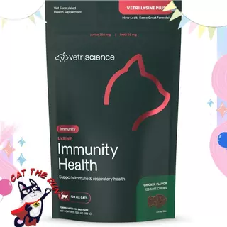 ไลซีน Lysine 120 ชิ้น exp 11/26 แมว บํารุง เสริม กระตุ้น ภูมิคุ้มกัน สุขภาพ วิตามิน ขนม ป่วย Cat DMG Vetri VetriScience