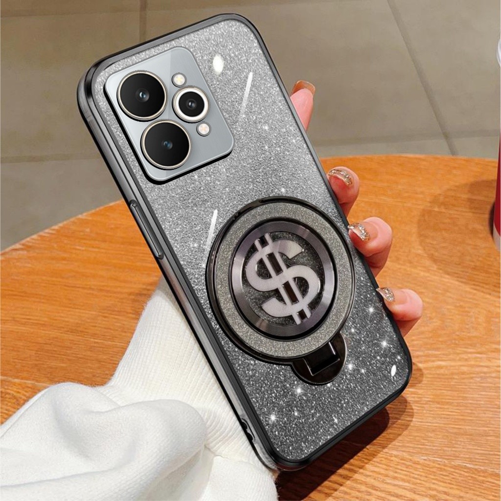 เคสนิ่ม Realme 15/15 Pro 5G Glitter Dollar Ring Stand รองรับการชาร์จ Handphone