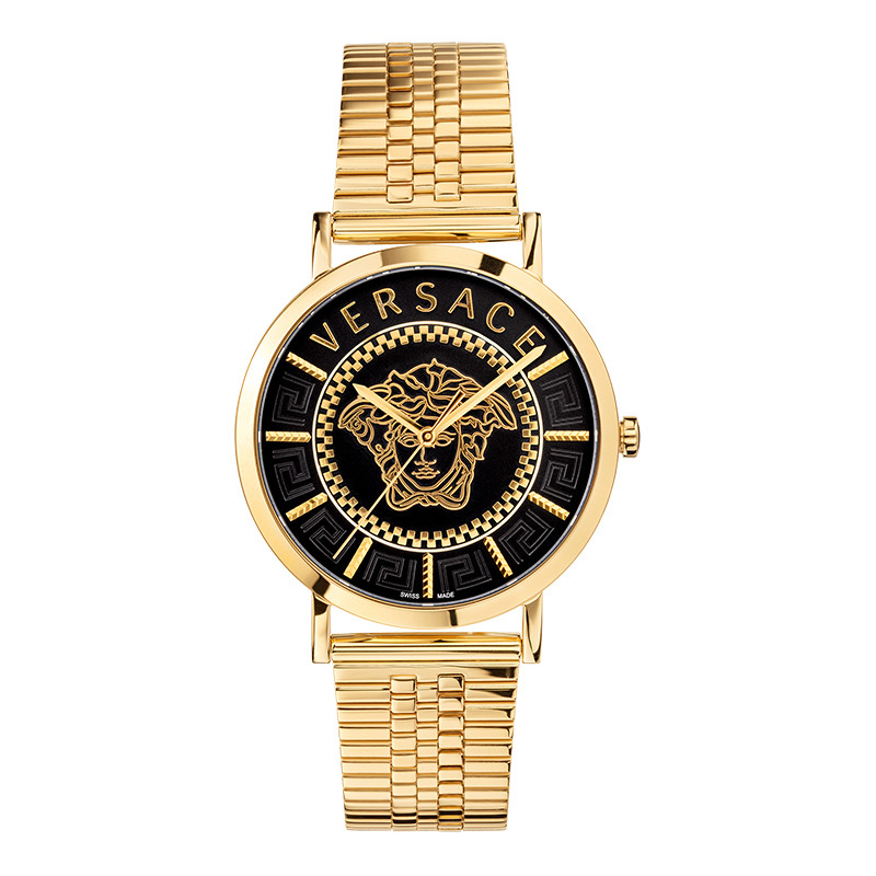 [ดําเนินการเอง] นาฬิกาผู้ชาย VERSACE/VERSACE สายเหล็กทองสวิสนาฬิกาผู้ชาย Medusa นูน