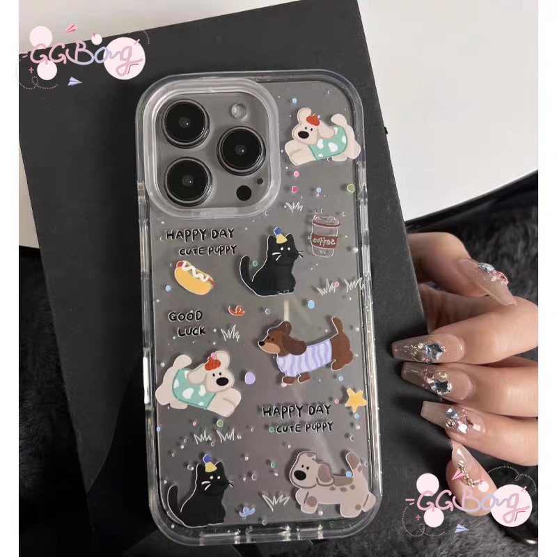 ปกการ์ตูน17 11สำหรับIPhone 17 air 12 15 13 11 16 14 Pro Max X XR XS Max 15 16 7 8 Plus SE เคสลูกสุนัขลายจุดน่ารัก