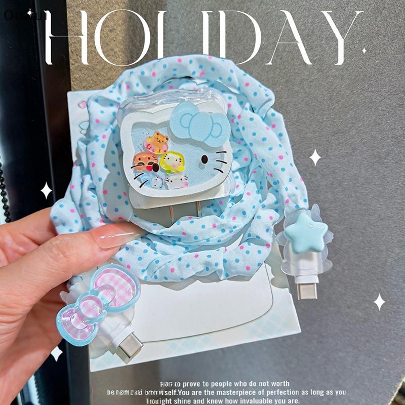 {B&C Aug} Hello Kitty Cable Charger Protector Cover สําหรับ 16 15 14 Pro Max 18W 20W Charger Data Li
