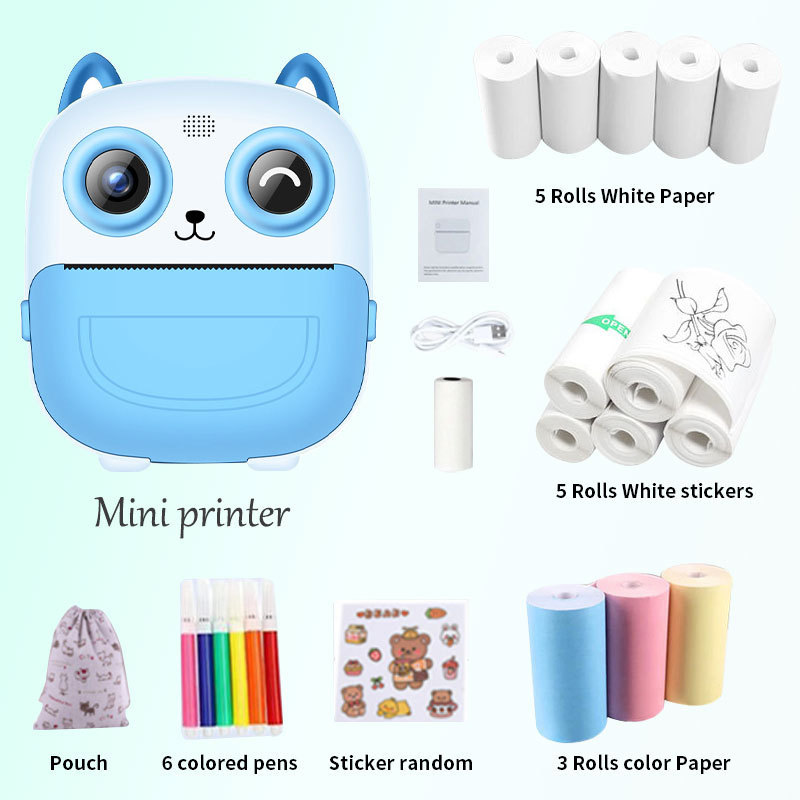 [คลังสินค้าพร้อม] Mini Children Printer Camera Cartoon HD Camera Video Mini Camera Small SLR Polaroi