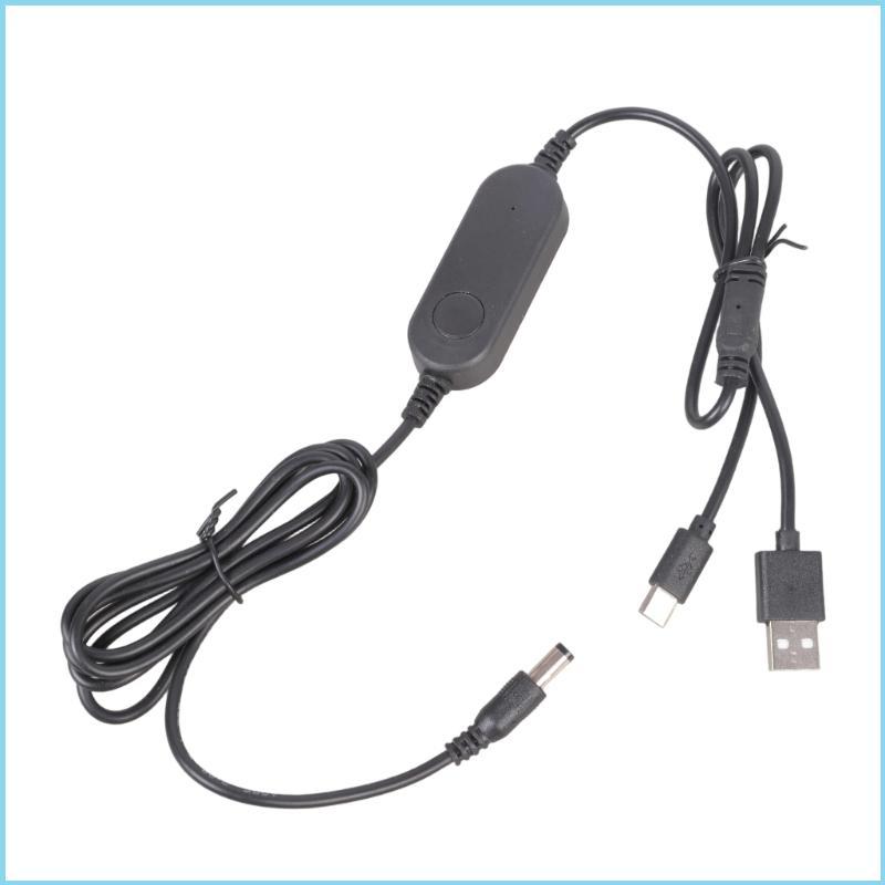 EZR 5 2ft DC5521 สายแปลง USB + ประเภท C อินพุต DC5 5x2 1 มม. 12V เอาต์พุต Power Delivery สาย Travel 