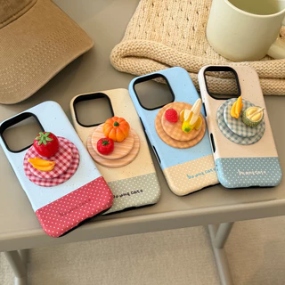Ins 3Dผลไม้กล้วยสตรอเบอร์รี่พับแม่เหล็กSatndผู้ถือIphoneสําหรับIPhone 17 Pro Max 17 Pro 17 Air 17 16 15 14 13 12 11 Anti Drop Hard PC Matteปกหลัง