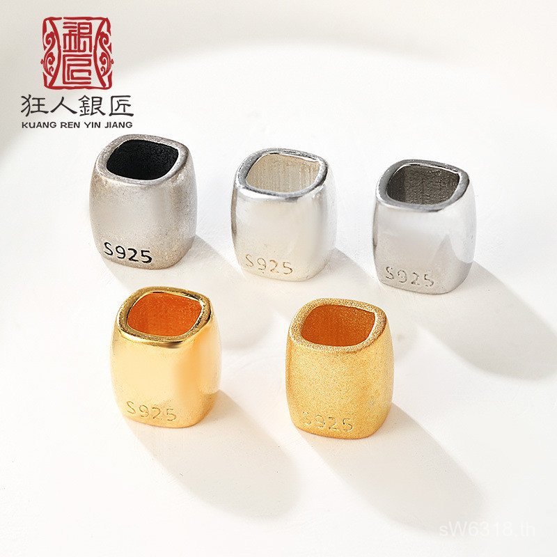 Charm หยกขนาดใหญ่เงินสเตอร์ลิง 925 อุปกรณ์สำหรับสร้อยคอและเข็มขัดแบบเรโทร DIY 0SFS