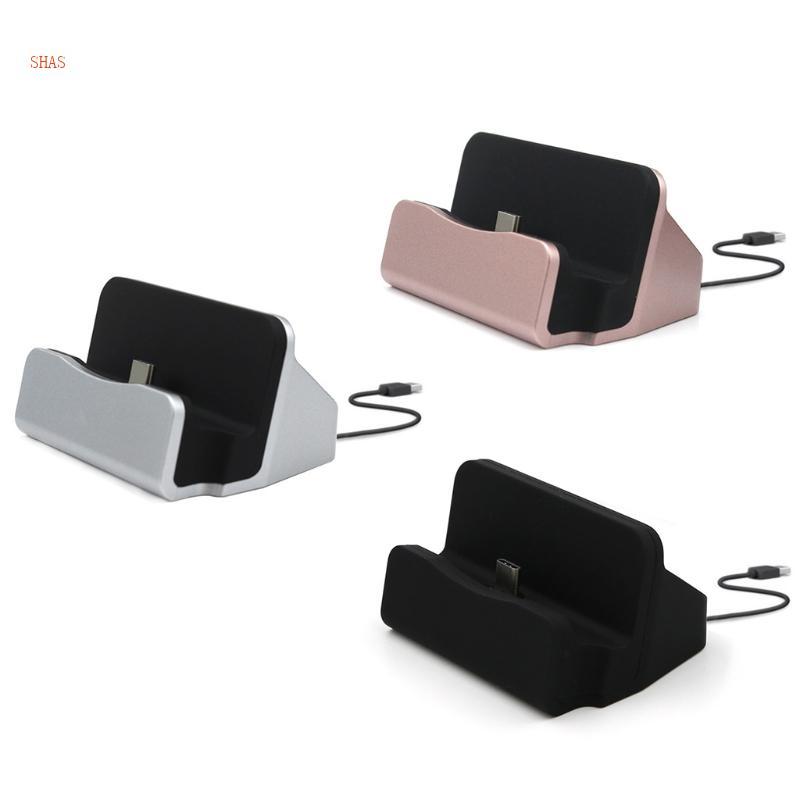 Shas Type-C Fast Charging Dock Station เดสก์ท็อป USB C 3 1 Docking Charger พร้อมสายเคเบิลสําหรับ P9 Plus สําหรับโทรศัพท์สมาร์ท