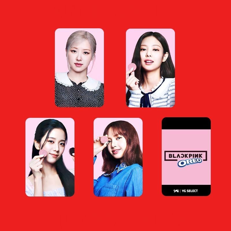 สีดํา BlackPink Oreo OREO พัดลมสไตล์เดียวกันสุ่ม ROSE Collection Photocard JISOO สีชมพู LISABlackPin