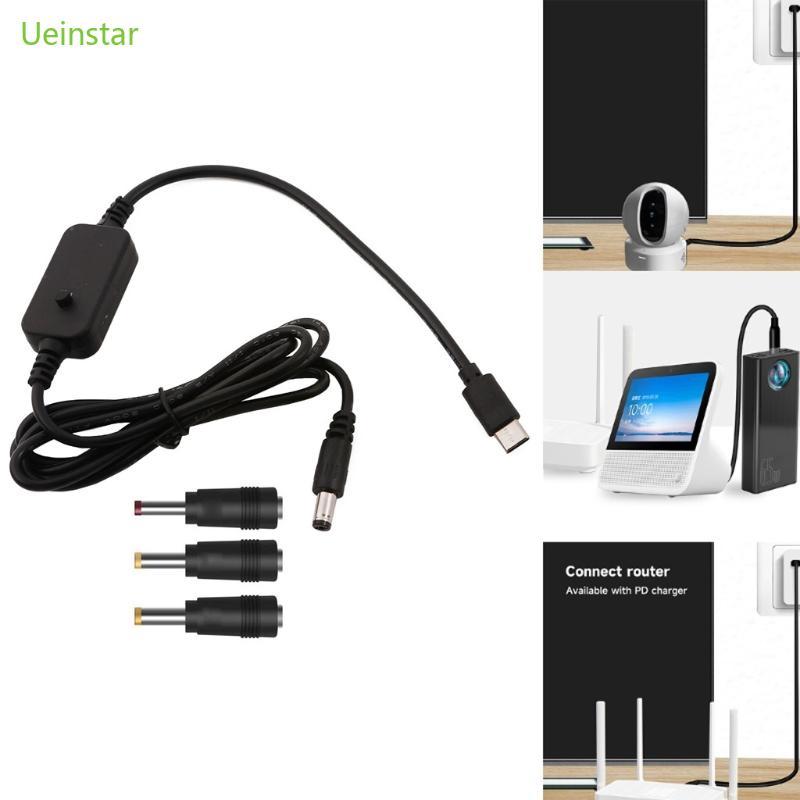 Uein USB C ถึง 5V 9V 12V 20V สําหรับพัดลมเราเตอร์กล้องวงจรปิดจอภาพเด็ก