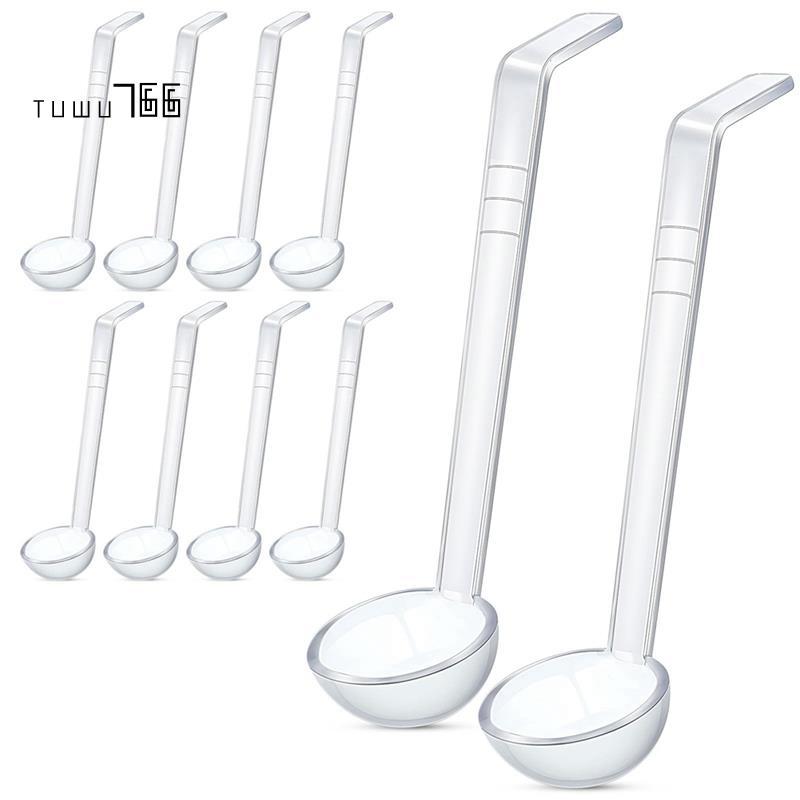 [tuwu766]10 ชิ้น 7.8 นิ้ว 1Oz Clear Small Ladle Mini Ladle สําหรับซอสด้ามยาวพลาสติก Punch Bowl Ladle