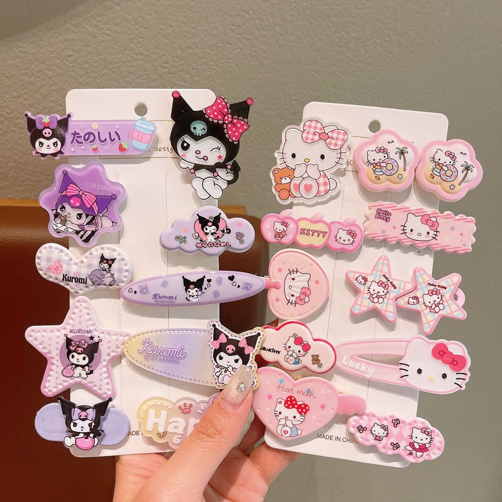 ชุดอุปกรณ์เสริมผม Kuromi การ์ตูน แบบทรงเจ้าหญิง สำหรับเด็กและคนชอบความน่ารัก