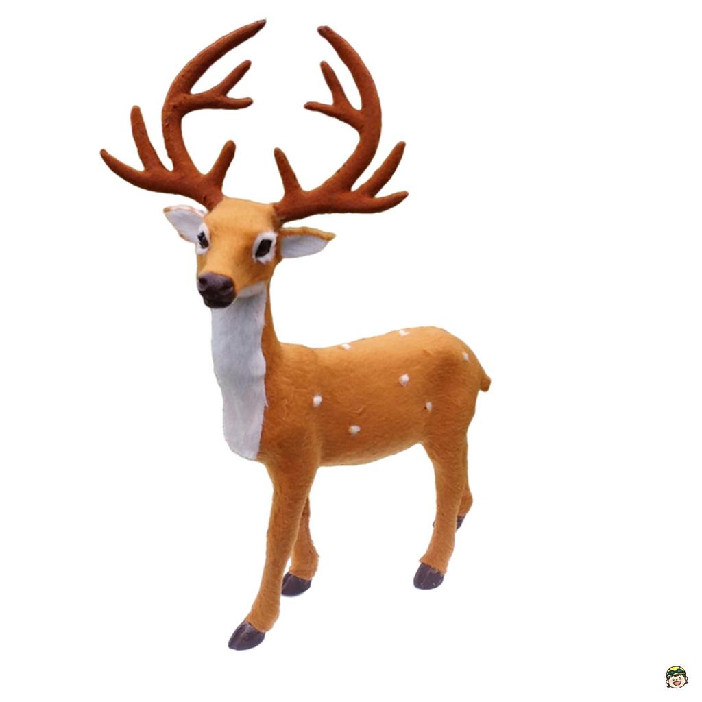 คริสต์มาสจําลองตุ๊กตากวางเรนเดียร์ปีใหม่ของขวัญคริสต์มาสอุปกรณ์ประกอบฉากเครื่องประดับกวางเอลก์สําหรับบ้านเครื่องประดับปีใหม่