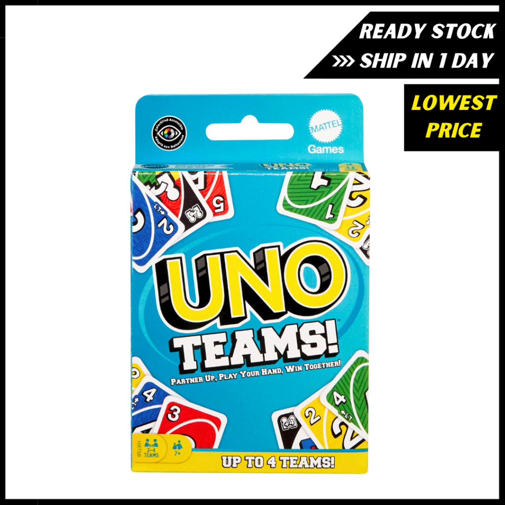 [ชุดใหม่] Uno Teams การ์ดเกมทีมสําหรับเด็กเพื่อนครอบครัว Flip No Mercy Flex Party การ์ดเกม