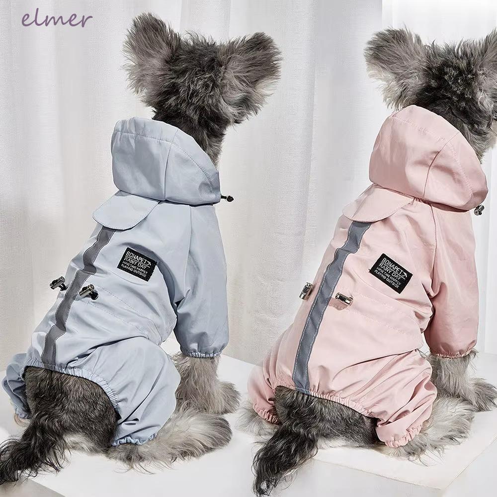 ELMER เสื้อกันฝนสุนัขสะท้อนแสง,โพลีเอสเตอร์นุ่มระบายอากาศเสื้อแจ็คเก็ตกันฝนสุนัข,ทนทานแบบพกพายืดหยุ่นCuffsกันน้ําสุนัขHoodiesกลางแจ้ง