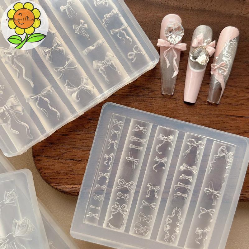 SUNSHOP 3D ริบบิ้น Bowknot รูปแม่พิมพ์ปั๊ม Stencils UV รูปที่ 3