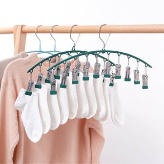 ไม้แขวนเสื้อหนีบ 10คลิป 5สี ทนทาน ประหยัดพื้นที่ ตัวหนีบชุดช…