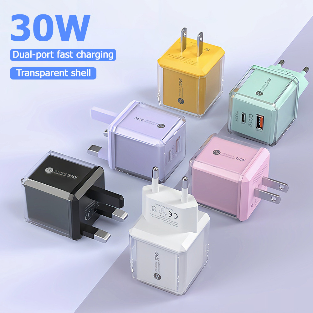 ที่ชาร์จเร็ว 30W PD 1USB + 1usb-c เครื่องชาร์จเร็ว ชาร์จพร้อมกัน 2 พอร์ต ขนาดเล็ก พกพาสะดวก US version