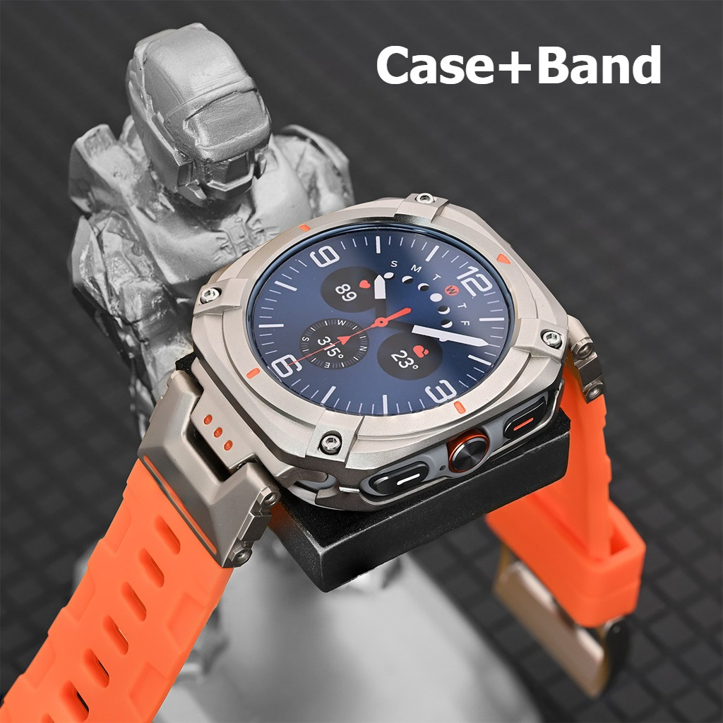 สายซิลิโคน + กรณีโลหะสําหรับ Samsung Galaxy Watch Ultra 47 มม.หรูหราผู้ชายกีฬา Band Galaxy Ultra 2025 NoGaps สร้อยข้อมือปลายโค้ง ﻿