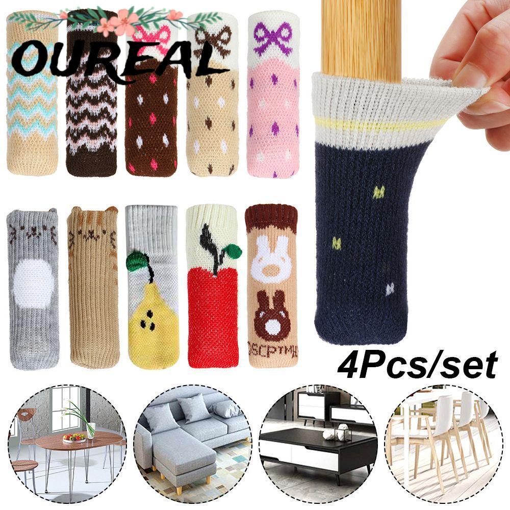 OUREAL 4 ชิ้น/เซ็ตตารางเท้า Universal Floor Protector ถักลื่นเฟอร์นิเจอร์ขาแขน