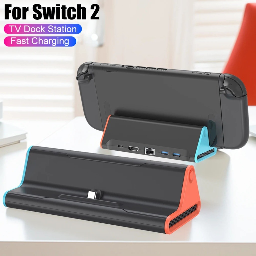 สําหรับ Nintendo Switch 2 TV Dock Station พร้อม 4K HDMI-เข้ากันได้กับ/พอร์ต Type C/พอร์ต USB /100W สถานีเชื่อมต่อการชาร์จสําหรับสวิทช์ 2