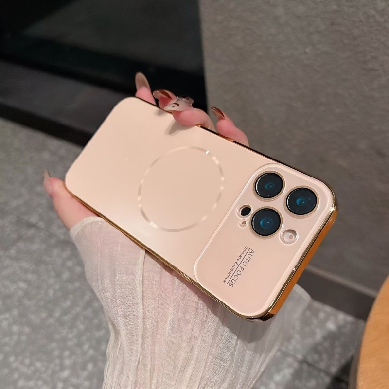 Large Window Glass lens/Matte AG hard case/สีชมพู เคส เข้ากันได้สำหรับ iphone 14 15 16 17 pro max เคสกันกระแทกผิวป้องกัน - รูปที่ 5