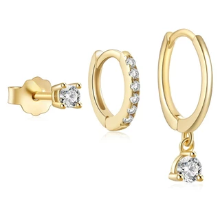 Vnox ชุดต่างหู 3 คู่สําหรับผู้หญิงต่างหูสตั๊ดโคลเวอร์สี่ใบ Huggie Earrrings ต่างหูห่วงเล็ก