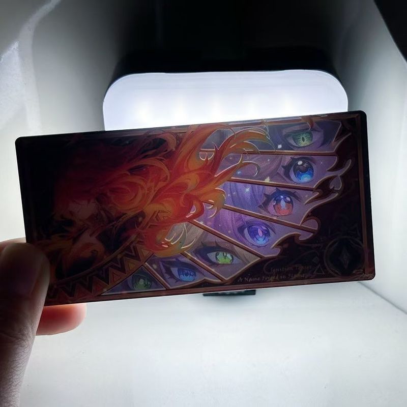 1 ชิ้นเกมการ์ดอะคริลิค Mavuika Pyro Archon Haborym Kiongozi Mavuika คอลเลกชันยิง Prop เดสก์ท็อปจอแสด