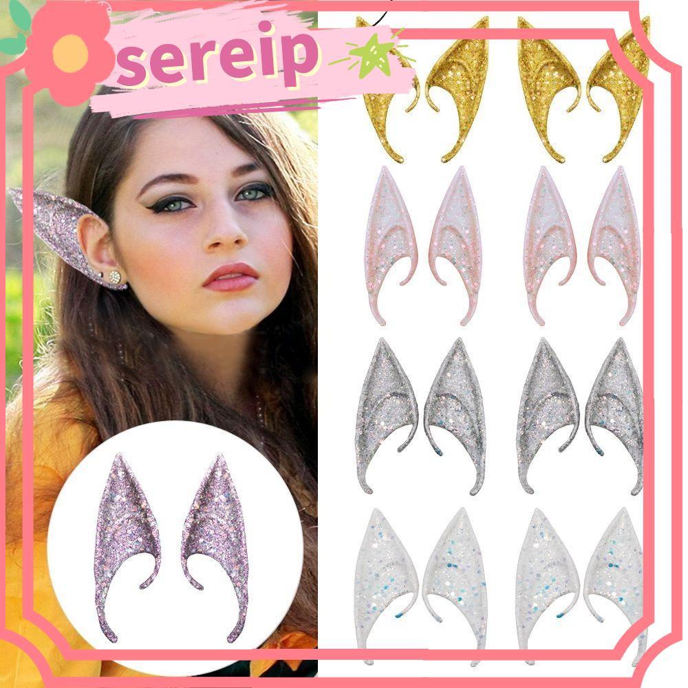 SEREIP Elf Ears, Glitter Latex Elven Ears Props,อะนิเมะคอสเพลย์ props DIY Fairy Ears ฮาโลวีน