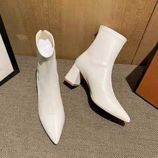 martin boots รองเท้าบูทแฟชั่นส้นสูง มีปลายแหลม สำหรับผู้หญิง