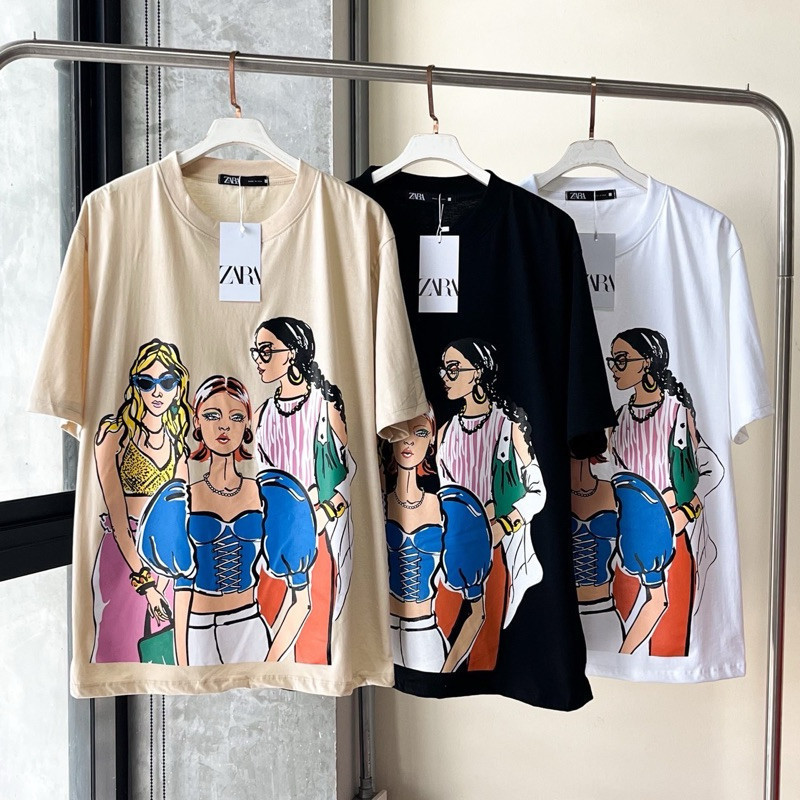 ZARB'S เสื้อยืดสไตล์ฮาราจูกุและฮิปฮอป ขนาดXS-3XL