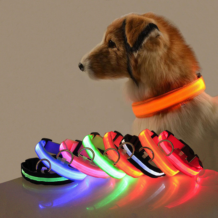 สัตว์เลี้ยง Luminous COLLAR สุนัข Luminous COLLAR USB ชาร์จปลอกคอสุนัขตาข่าย LED Luminous ปลอกคอสุนั