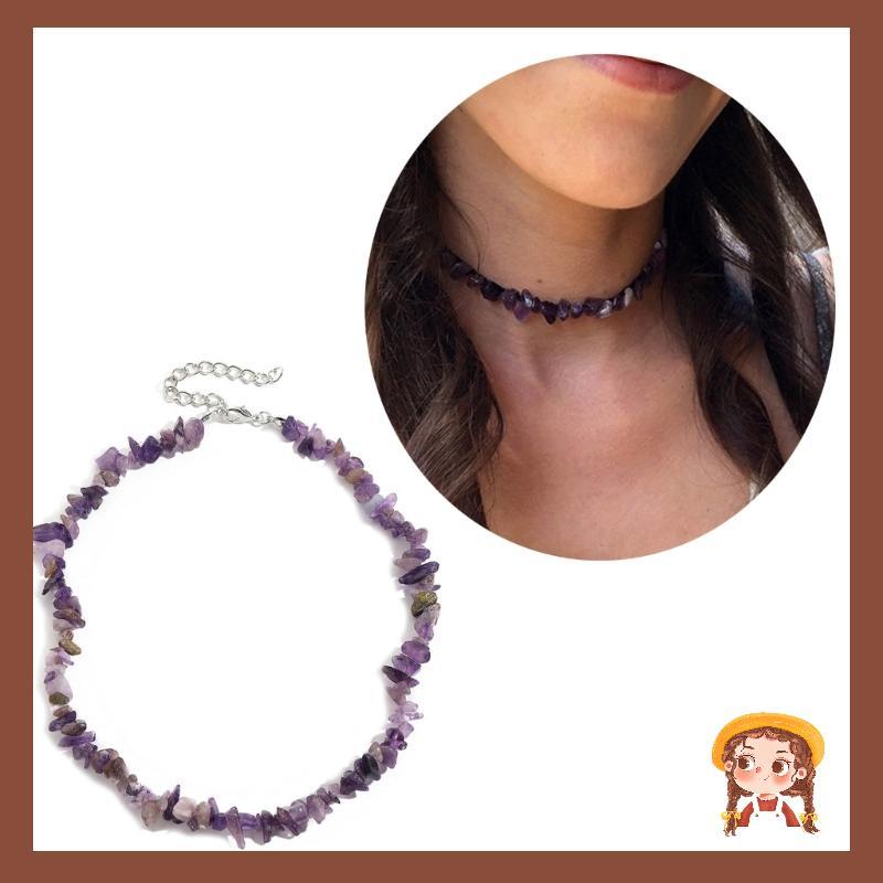 Colorful Natural Stone Choker Bohemia Gravel Beaded Grunge Necklace For Women