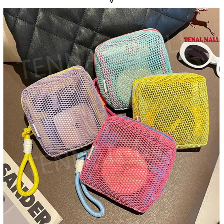 กระเป๋าเครื่องสำอางค์ สำอางใบเล็ก mini กระเป๋าอเนกประสงค์ ถุงซิปตาข่าย กระเป๋าเครื่องสําอาง แบบพกพา พร้อมหูหิ้ว