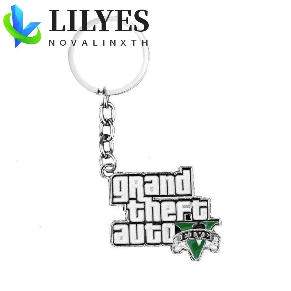 LILYES เกม GTA V พวงกุญแจพิเศษ PS4 Xbox PC เกมของขวัญวันเกิด Muti-Pendant เกม GTA Key Holder