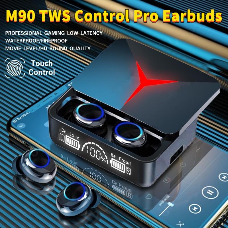 [ขายร้อน]TWSชุดหูฟังไร้สายบลูทูธM90 จอแสดงผลLEDสเตอริโอเบสTouch Control Proหูฟังพร้อมไมโครโฟนไมโครโฟ