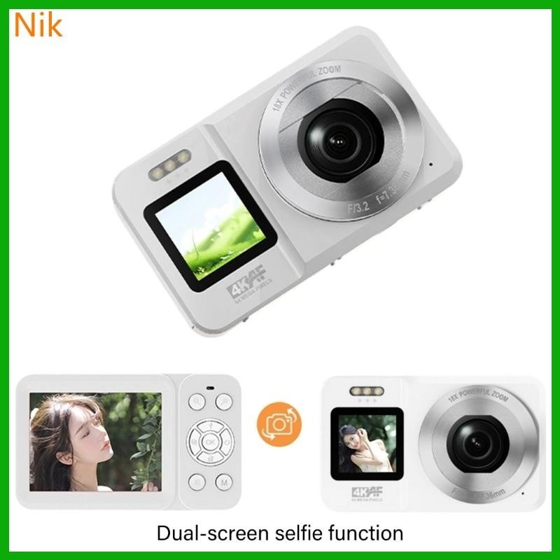 B.N.K.S. 4K UHD 64MP Double Screen Digital Camera 18X Zoom ABS Camera For Teenage Students