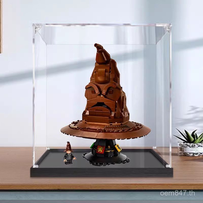 สาขาหมวกที่ใช้งานได้กล่องแสดงกล่องเก็บ76429กล่องอะคริลิโปร่งใสป้องกันฝุ่นปกเลโก้แฮร์รี่พอตเตอร์ RFVN