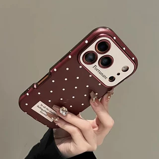 หนังไวน์แดงจุดเคสโทรศัพท์สําหรับ ไอโฟน 17 16 มือโปร สูงสุด 16 15 14 13 กันกระแทกป้องกันปลอก