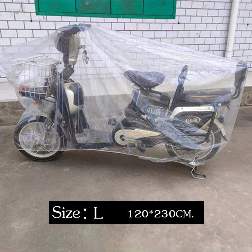 พลาสติกคลุมรถมอไซ Bigbike ทัวริ่ง ขนาดใหญ่  แบบใส ที่คลุมรถมอไซ หนา เหนียว ยืดหยุ่น มียางรัดกันปลิว ไซส์ใหญ่ XL (XX102) thumbnail 3