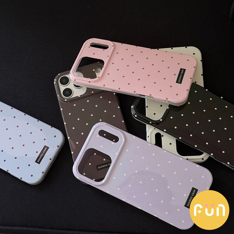 เกาหลีสีบริสุทธิ์ Polka Dot IMD โทรศัพท์มือถือสําหรับ iPhone 17 16 15 14 Pro Max 13 iPhone17 Anti-Scratch ปกหลัง Big Hole Hard ปลอก ราคา ถูกที่สุด ดีลบีเคเค แกลเลอรีภาพที่ 8