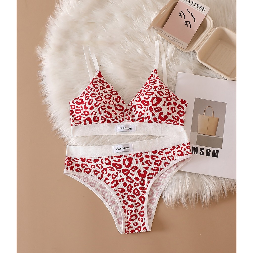 ชุดชั้นใน ชุดสองชิ้น คอวี ลายเสือดาวสุดเซ็กซี่ เนื้อผ้าระบายอากาศได้ดี สวมใส่สบาย มีหลายสีให้เลือก   ส่งไวจากไทย - รูปที่ 4