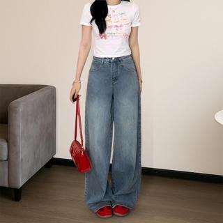 MINJI JEANS -  Celana Highwaist Baggy Jeans | Celana Panjang Loose Jeans Kulot Wide Leg Wanita Korean Style Kekinian Model Terbaru | Bahan Denim Premium {CK8007}