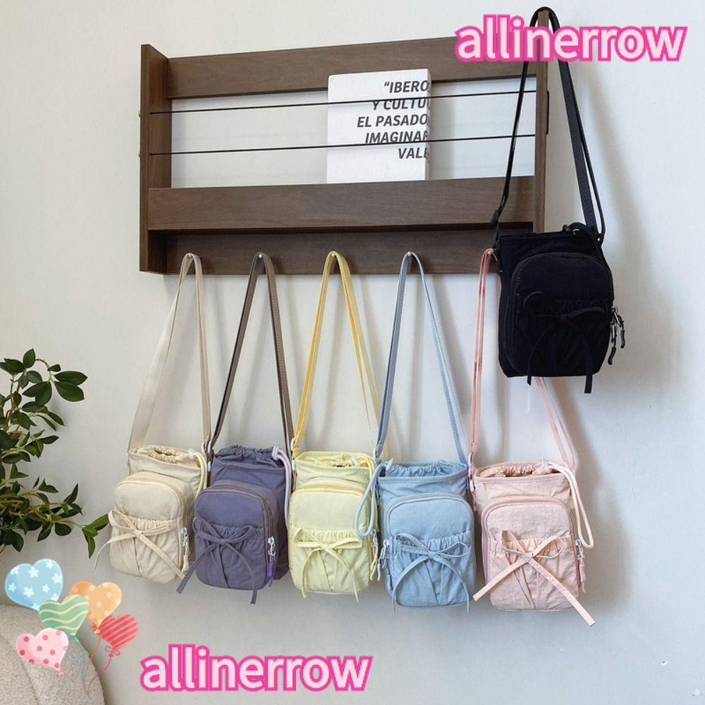 ALLINERROW กระเป๋าสะพายข้าง, กันน้ําพร้อมสายคล้องกระเป๋าเก็บขวดน้ํา, แฟชั่นแบบพกพา Drawstring Bowknot Sport กระเป๋าสะพายถ้วยอุปกรณ์เสริม