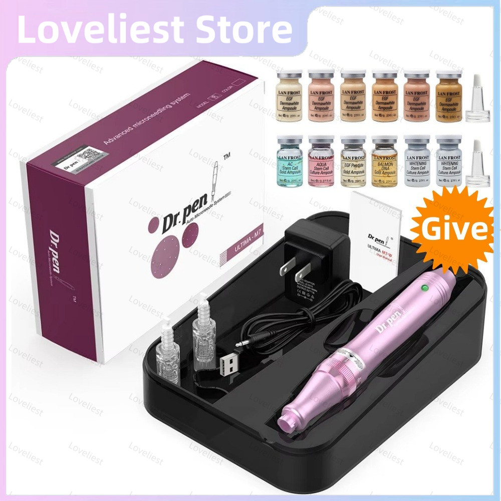 Dr Pen M7 Professional Wireless Pen Acne Scar Removal Tool พร้อม 2 ตลับ + 1 กล่อง Foundation Make-up Essence