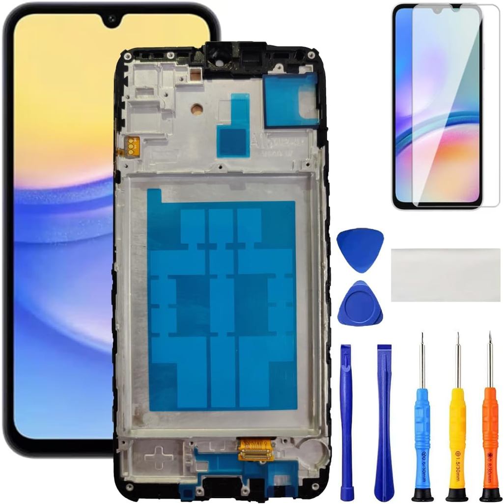 SAMSUNG สําหรับSamsung A15 5GสําหรับSamsung Galaxy A15 เปลี่ยนหน้าจอพร้อมกรอบสําหรับSamsung A15 4G A