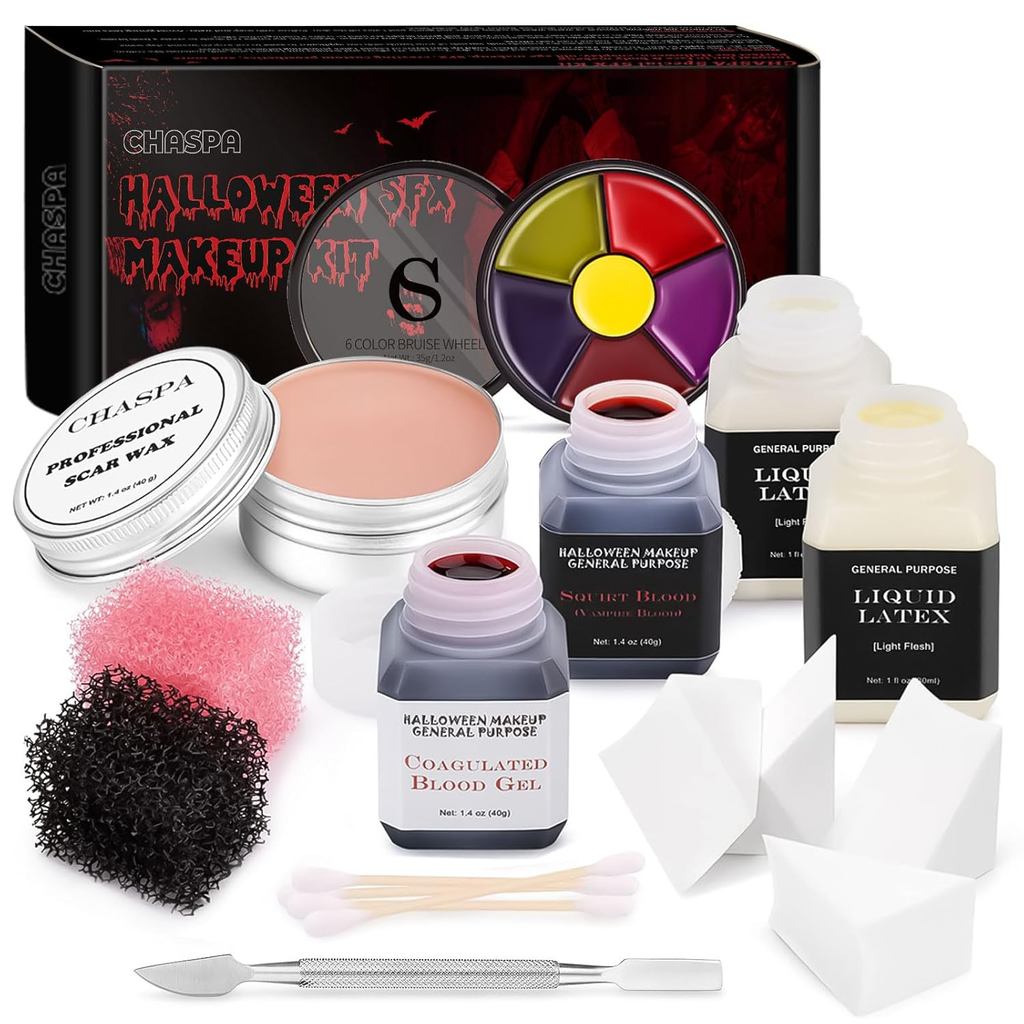 .com : CHASPA Halloween Liquid Latex เทคนิคพิเศษ SFX Makeup Kit - Scar Wax + 2 Btl Liquid Latex + 2 