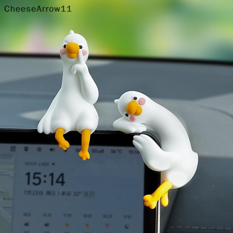 CHE เรซิ่นการ์ตูนสัตว์ Decor สําหรับโต๊ะรถ Dashboard TV Monitor ของขวัญไอเดียน่ารัก 3D เป็ด Figurine เรซิ่นเป็ดเครื่องประดับ TH ขี้เล่น