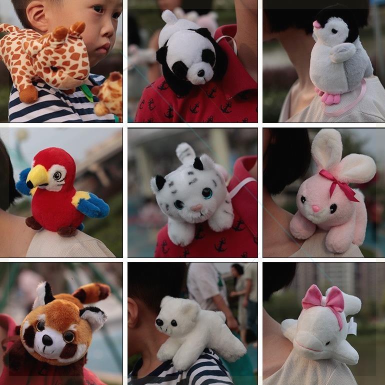 jurassicworld robox ของเล่น พิพิธภัณฑ์สัตว์น้ำสวนสัตว์ของที่ระลึกไหล่ยืนไหล่ตุ๊กตาแพนด้าแดงแม่เหล็กด